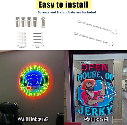 Custom Neon Sign Logo, Personalized LED Shop Name Logo Sign for Business Wall, Illuminated Neon Lights Customizable Upload Picture UV Printed for Bar Nail Office Room Home Decor, Size 10-60in Large