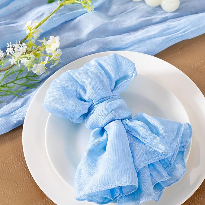 Socomi Blue Cheesecloth Napkins Light Sky Blue Fall Thanksgiving Cheese Cloths Gauze Set of 10 Boho Washable Dinner Table Napkins for Wedding Party Baby Shower Birthday Party Decor