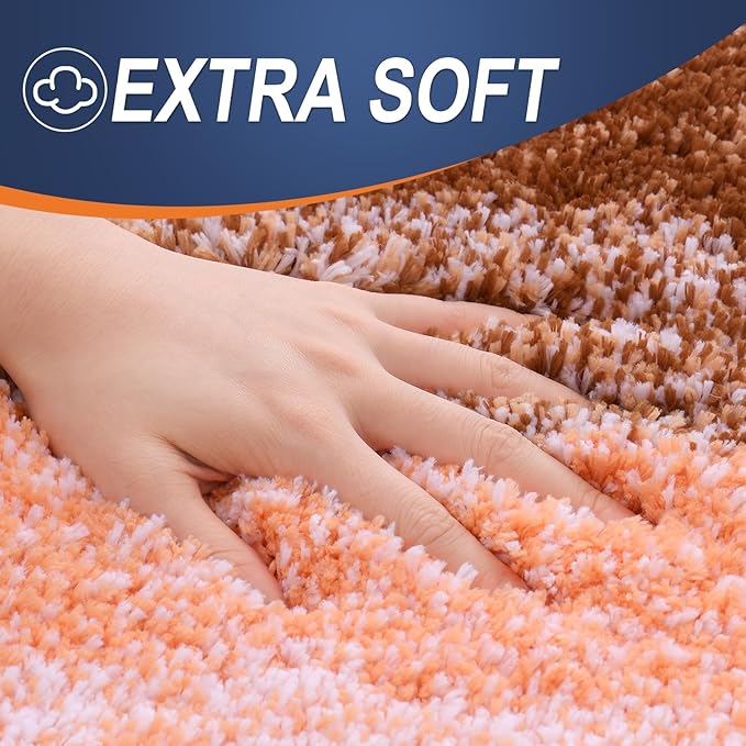 OLANLY Bathroom Runner Rugs 44x24, Extra Soft Absorbent Microfiber Bath Rugs, Rubber Backing, Quick Dry, Machine Washable Bath Mats for Bathroom Floor, Tub and Shower, Home Decor Accessories, Orange