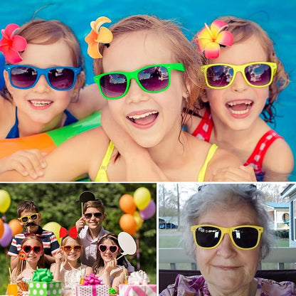 Fsmiling Yellow Sunglasses Bulk Adult Party Sunglasses 80s Glasses Shades for Men Women Mardi Gras-15Pack,UV Protection