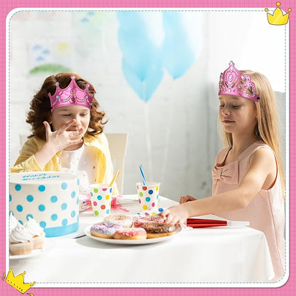 Yaomiao 44 Pcs Foam Crowns for Kids Princess Tiaras Crowns Bulk Diamond Sticker Making Kits for Birthday Party Supplies