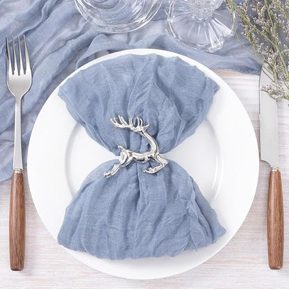 Socomi Dusty Blue Cheesecloth Napkins Fall Thanksgiving Cheese Cloths Gauze Set of 50 Boho Washable Dinner Table Napkins for Wedding Party Baby Shower Birthday Party Decor
