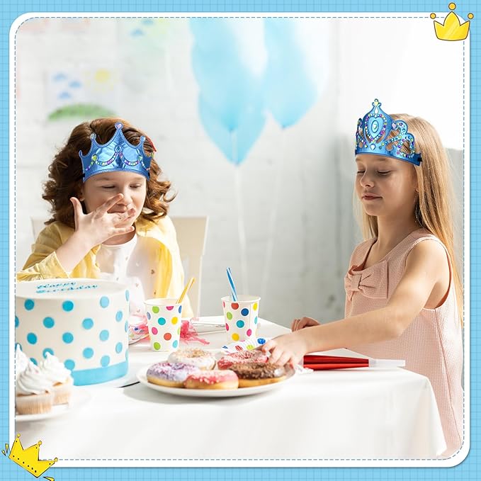 Yaomiao 44 Pcs Foam Crowns for Kids Princess Tiaras Crowns Bulk Diamond Sticker Making Kits for Birthday Party Supplies
