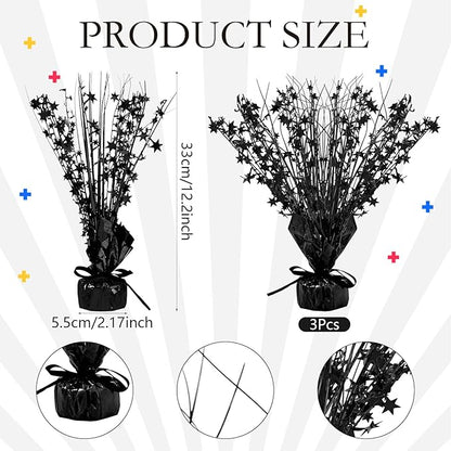 Crowye 18 Pcs Foil Spray Centerpiece Christmas Party Winter Star Table Decoration Burst Metallic Table Centerpieces for Birthday Party Season Holiday(Black)