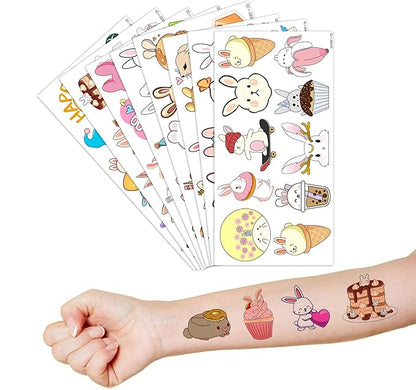 Bunny Temporary Tattoos 8 Sheets 85PCS Rabbit Bunny Party Decorations Favors Supplies Easter Bunny Theme Birthday Cute Tattoo Stickers Christmas Gifts for Boys Girls Kids Class School Prizes Carnival