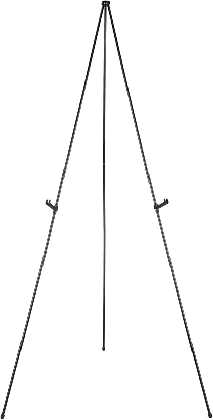 Amazon Basics Easel Display Stand, Instant Floor Poster, Lightweight, Collapsible and Portable with Tripod Base, Black Steel (supports 5 pounds)