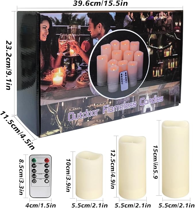 24-Pack Flameless LED Candles with Remote Control - Battery Operated Fake Candles, Timer Function, 3 Brightness Levels, Indoor Outdoor Use for Wedding, Christmas, Home Decor