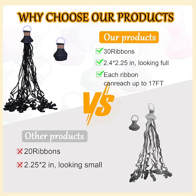 12 Pack Black Streamer Poppers, No Mess Confetti Poppers，Party Poppers No Mess Streamers Easy to Clean Handheld Streamer Cannon，Ideal for Celebrations and Events