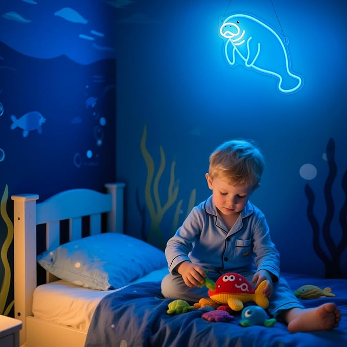 Manatee Neon Sign, Dimmable Wall Decor Light. Birthday Party Decorations for Home, Patio, Garden, Bars, Restaurants, Hotels, Stores, Clubs, Gift for Friends Family and Kids