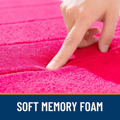 OLANLY Memory Foam Bath Mat 30x20, Super Soft Absorbent Bathroom Rugs, Quick Dry, Machine Washable Shower Floor Rugs, Bathmat Carpet, Bathroom Home Decor Accessories, Hot Pink