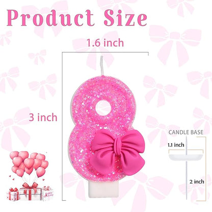 Number 8 Rose Birthday Candle, 3" Tall, Smokeless, Eco-friendly, Non-toxic, Indoor Use Only