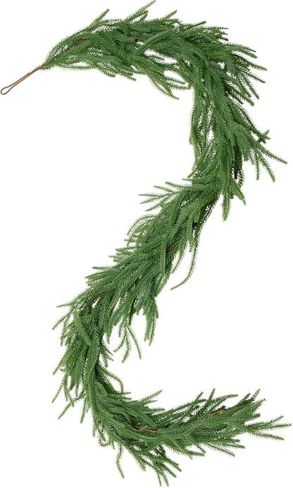 5FT Christmas Garland Artificial Norfolk Pine Garlands Real Touch Winter Green Greenery Garland Christmas Decoration Xmas Garland for Door Table Mantle Wall Indoor Outdoor Christmas Decor