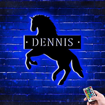 Personalized Horse Neon Sign Night Light Wall Art Custom Wooden/Metal Horse Themed Gifts for Girl Birthday Christmas