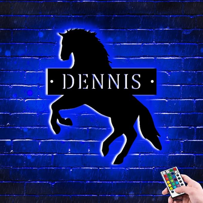 Personalized Horse Neon Sign Night Light Wall Art Custom Wooden/Metal Horse Themed Gifts for Girl Birthday Christmas