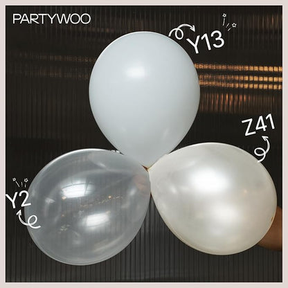 PartyWoo Clear Balloons 155pcs Different Sizes of 18 12 10 5 Inch Transparent Balloon Arch Kit for Graduation Wedding Baby Shower Bridal Shower Anniversary Birthday Party Decorations Clear-Y2