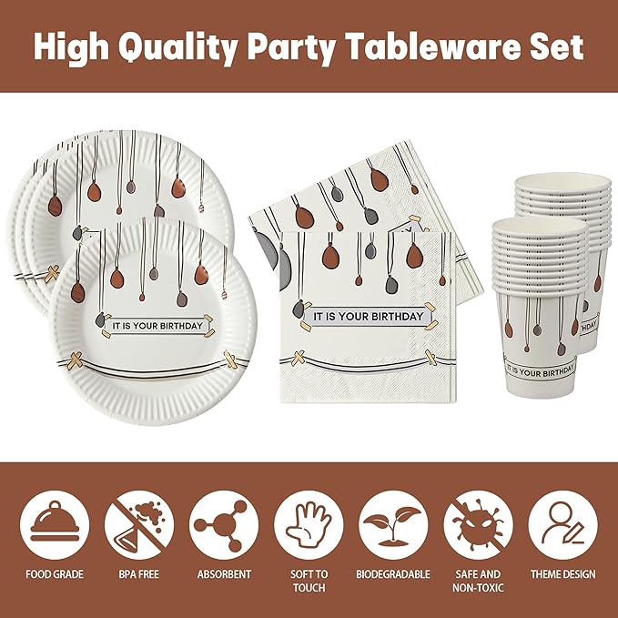 120 PCS It Is Your Birthday Disposable Birthday Party Supplies Set, The Office Merchandise Party Decoration Paper Cups, Plates and Napkins for The Office TV Show Fans Family, Friends and Coworkers