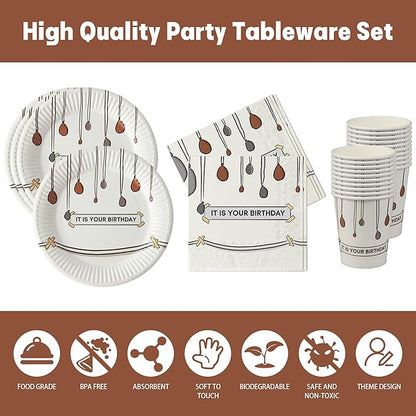 120 PCS It Is Your Birthday Disposable Birthday Party Supplies Set, The Office Merchandise Party Decoration Paper Cups, Plates and Napkins for The Office TV Show Fans Family, Friends and Coworkers