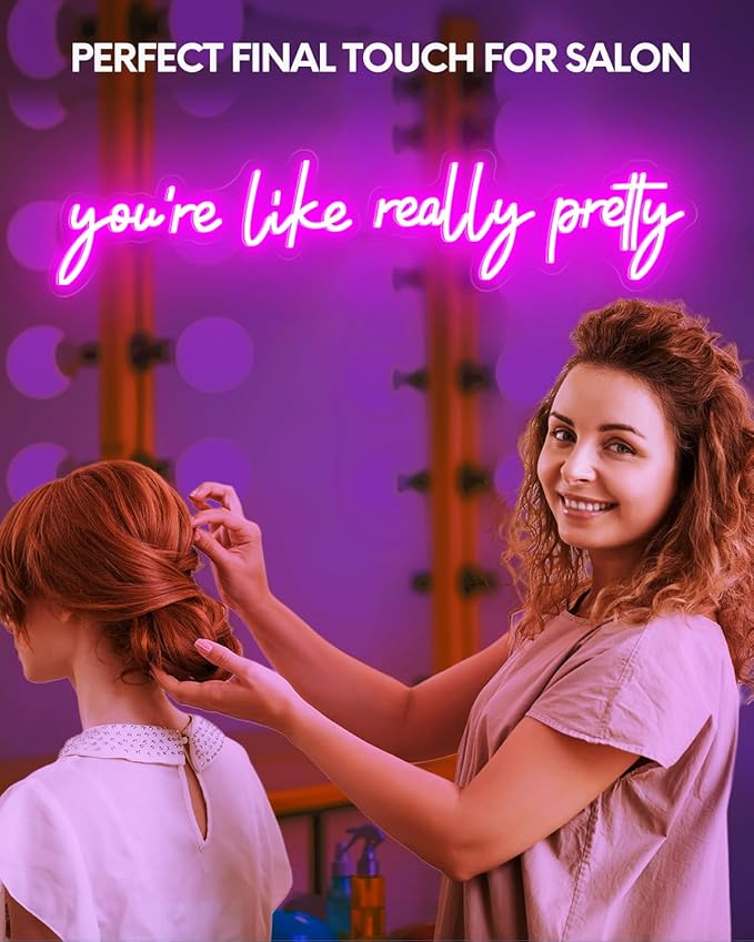 32x7 Inch Large You're Like Really Pretty Neon Signs for Wall Decor, LED Your Like Really Pretty Light Up Sign Wall Art for Salon, Studio