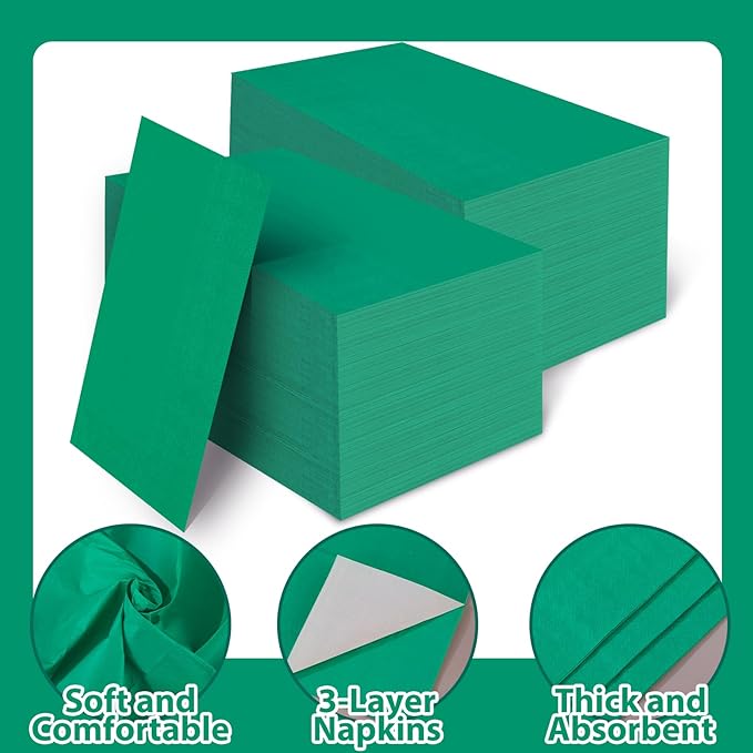 100 Pcs Green Paper Napkins Disposable - Green Guest Dinner Napkins for Bathroom Wedding Birthday Anniversary Christmas Party
