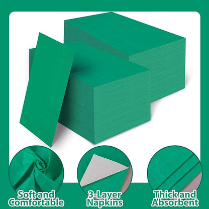 100 Pcs Green Paper Napkins Disposable - Green Guest Dinner Napkins for Bathroom Wedding Birthday Anniversary Christmas Party