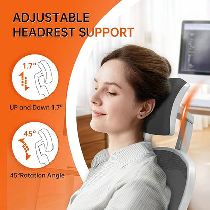 Synorla Office Chair Ergonomic Desk Chair, 330LBS Capacity, High Back Computer Design for Long Hours Comfort, Rolling Swivel for Home Office, Flip-up Armrests（Grey Black）