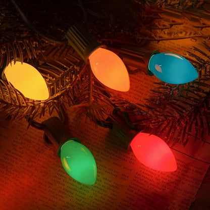 C7 Multicolor Christmas String Lights - 25ft Vintage Christmas Tree Lights, Outdoor Roofline String Lights with 25 Bulbs for Patio Garden Holiday Indoor Home Xmas Decoration