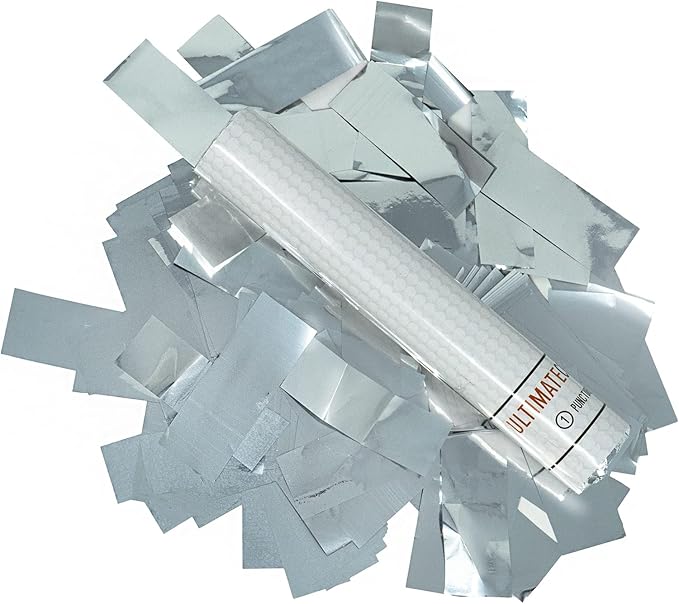 Ultimate Confetti Flick Stick Launcher - Handheld 6"Confetti Launchers Wand, Flick to Launch Biodegradable Tissue Confetti (Silver, 8 Confeti Launcher Tubes, 2 Handful of Confetti-per Wand, 1.5oz)