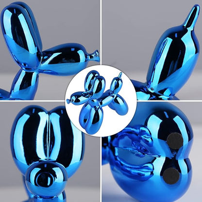 Blue Balloon Dog, Animal & Modern Sculpture, Preppy & Office Gold Decor, Small Figurines