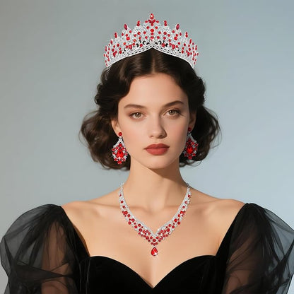Kamirola Tiaras and Crowns for Women,Tiaras Earrings Necklace, Crystal Bridal Jewelry Set, Costume Party Halloween Prom Pageant Jewelry for Women TR80