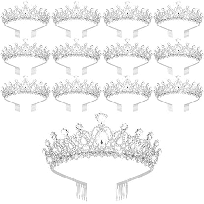 CIEHER 18 PCS Gold Crowns for Women, Crystal Queen Crown Princess Tiaras for Prom Birthday Party Halloween Costume