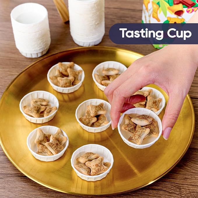 LITOPAK 1 oz 500 Pack Disposable Paper Souffle Cups, Paper Sample Cup for Tasting Pills, Food Dessert, and Condiments