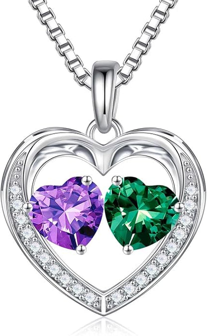 Iefil Christmas Gifts for Women Wife - 925 Sterling Silver Heart Birthstone Necklace, Anniversary Birthday Gifts for Women Wife Girlfriend Mom, Birthstone Jewelry Gift for Her