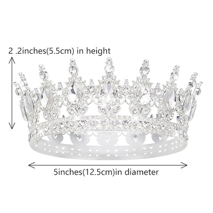 Queen Crown Rhinestone Wedding Crowns and Tiaras for Women Costume Party Hair Accessories Princess Birthday Crown Crystal Bridal Crown (Silver & White Crown)