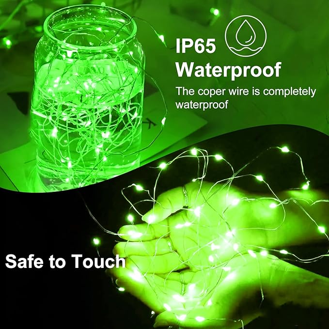 Fairy Lights,Silver Wire String Lights Waterproof,Battery Operated 7FT 20LED Firefly Starry Moon Lights for DIY Christmas Wedding Party Bedroom Decor (Green, 12 Pack)