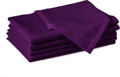 Encasa XO Purple Cloth Napkins Set of 6, 17"x17" | Solid Color Cotton Dinner Napkins | Washable & Reusable Napkins for Dining Table Fall Decoration, Holiday & Christmas Festivals
