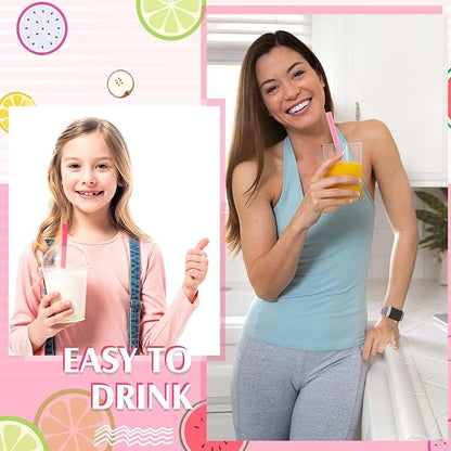 Tessco for you Jumbo Smoothie Straws Bulk Large Plastic Disposable Bubble Tea Straws Wide-Mouthed Individually Wrapped for Tall Homemade Milkshakes Drinking(9.84 Inch,Pink,600 Pcs)