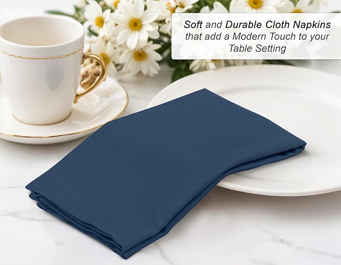 Zoyer Cloth Napkins Set of 4, 18x18 Inches Cotton Enrich Napkins Cloth ‎Washable, Soft & Durable Dinner Napkins for Parties, Wedding, Christmas, ‎Thanksgiving & Everyday Use - Navy Blue