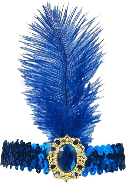 Feather Headpiece Sequins Headbands 1920s Flapper Showgirl Headpieces for Women Girls Carnival Party Accessories