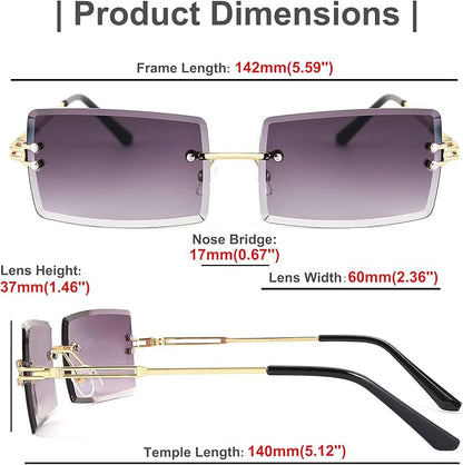 FEISEDY Vintage Rimless Sunglasses Rectangle Frameless Candy Color Glasses Women Men B2642