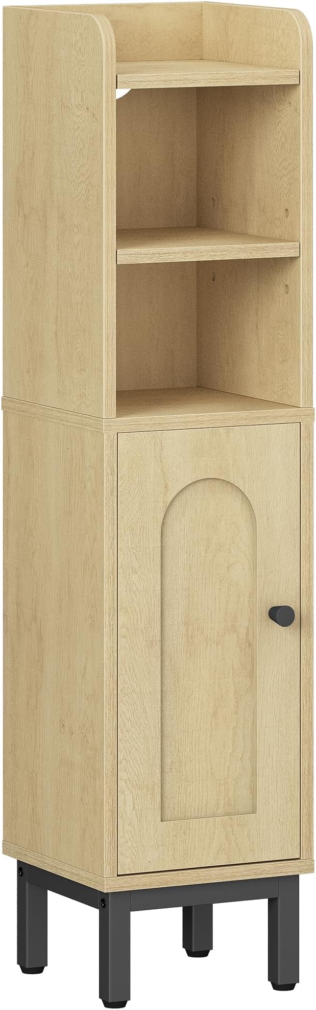 Bathroom Storage Cabinet, Small Corner Floor Cabinet with Door and Shelves, Narrow Toilet Paper Holder, Bathroom Organizer with Adjustable Shelf, for Small Spaces, Yellow BC08202B