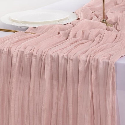 Socomi Pink Cheesecloth Table Runner Fall Thanksgiving Boho Rustic Gauze Dusty Pink Farmhouse 120 inch 10FT Cheese Cloth Runner for Wedding Party Baby Shower Birthday Holiday Home Decor