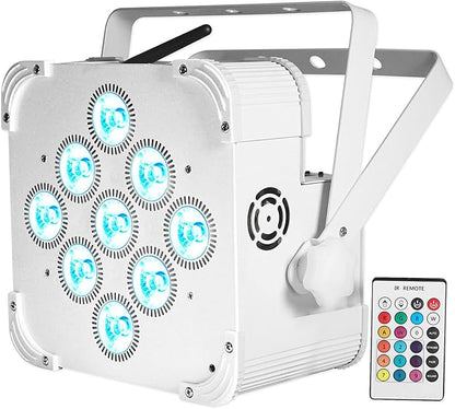 Rockville Best Pack 60 White (6) Battery Wash Lights 54W RGBWA+UV LEDs, Wireless DMX, Rechargeable, Charging Case, IRC Remote, for DJs and Event Lighting