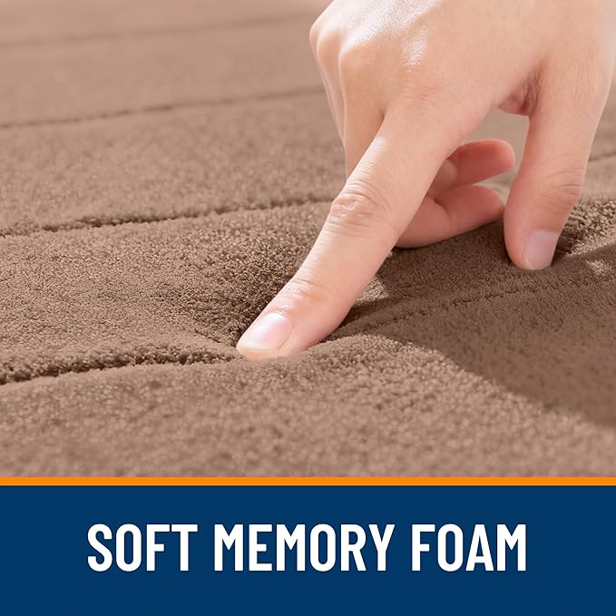 OLANLY Memory Foam Long Bathroom Rugs Runner 47x24, Super Soft Absorbent Bath Mat, Quick Dry, Machine Washable Shower Floor Rugs, Bathmat Carpet, Bathroom Home Decor Accessories, Mocha