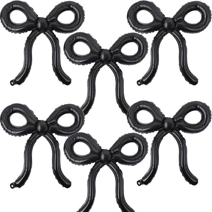 6Pcs Black Bow Balloons Bow Birthday Decorations Bow Theme Birthday Party Decor for Bridal Shower Baby Shower Engagement Bachelorette Party Decorations 26 x 24 Inch