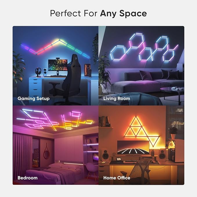 Nanoleaf Lines Smart LED Wall Lights, Music & Screen Sync RGBW Light Bar with 16M+ Color, WiFi Wall Lights Work with Alexa & Google Assistant for Gaming and Home Decor, 60 Degree Smarter Kit 15 Lines