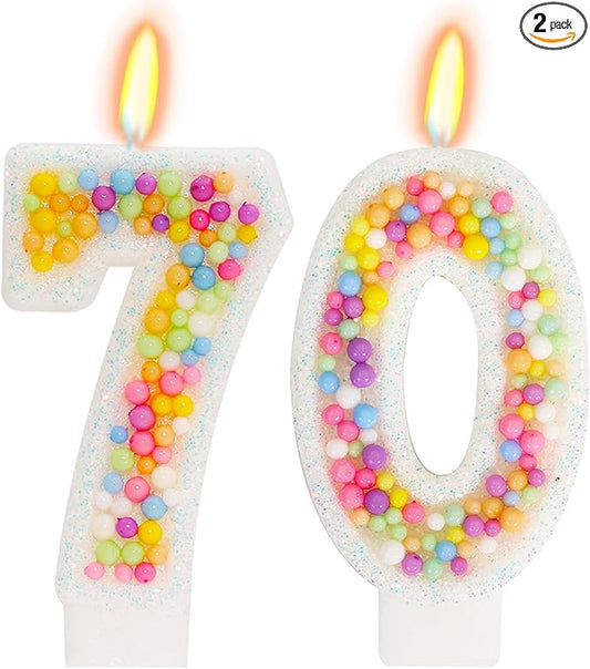 70th Birthday Candle for Cake, Colorful Macaron Numeral Candles for Women/Girl, Theme Birthday Party Cake Decorations, Cake Topper for Birthday Party Supplies (Number 70)