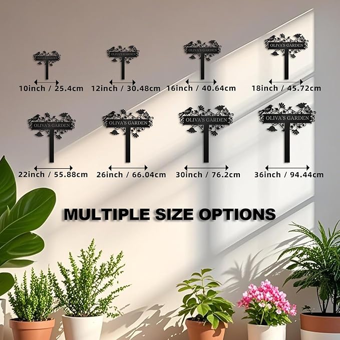 Personalized Garden Sign– Custom Metal Yard Stake with Bird & Butterfly Design, Outdoor Name Plaque for Lawn, Pathway, Flower Bed, Weatherproof Garden Decor, Gift for Gardeners & Housewarming