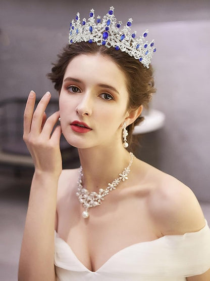 COCIDE Blue Crystal Tiaras and Crowns for Women Princess Queen Crowns for Women Rhinestone Tiaras for Girls Bride Wedding Hair Accessories for Bridal Birthday Party Prom Halloween Cosplay Christmas