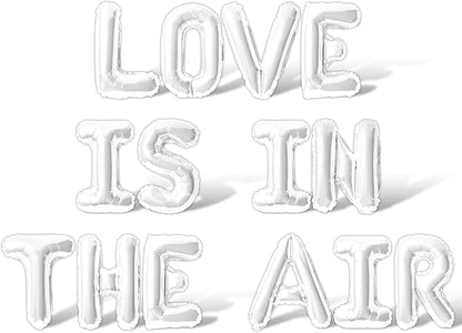 Letter Balloons - LOVE IS IN THE AIR 16" Inch Alphabet Letters Foil Mylar Balloon Valentines Day Party Banner (White)