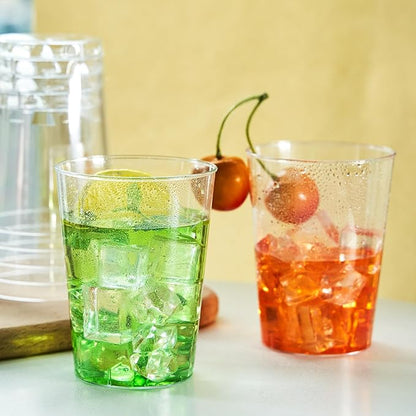 RACETOP 10 oz Clear Disposable Plastic Cups [100 Pack], Clear Plastic Cups Tumblers, Heavy-duty Party Glasses, Disposable Cups